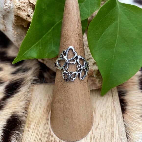 Sterling Silver Multi Butterfly Ring - Picture 1 of 5